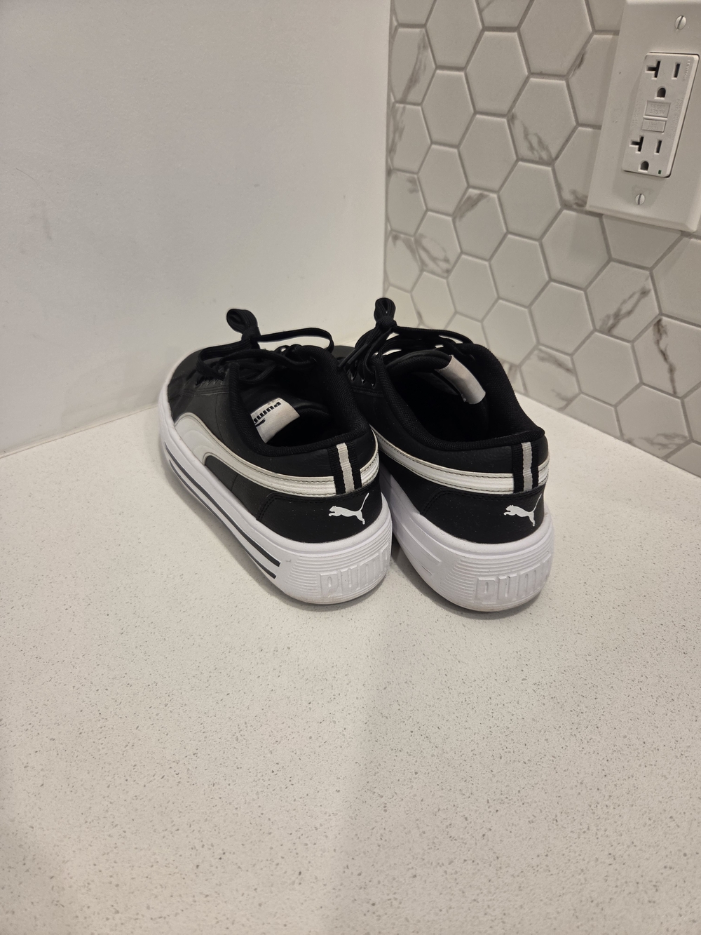 Puma Platform Black & White Women's Sneakers - Picture 2 of 4